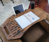 Solid Walnut Lapbord with tablet holder, phone holder, and heat vents