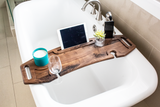 Bathboard, Solid Walnut, Custom Shape Bath Caddy, wine glass holder, cup holder, candle holder, tablet holder, phone holder, laptop table